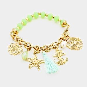 Nautical beach anchor tassel bracelet NWT